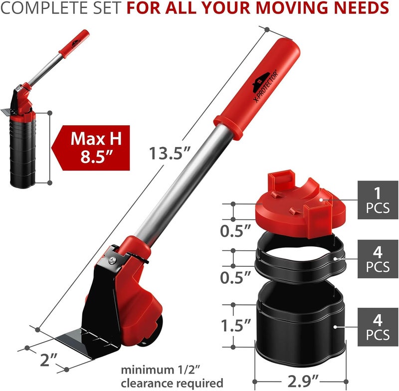 X-Protector Furniture Lifter Tool - Premium Furniture Jack Lifter Tool to Lift Furniture Easily - Appliance Lifter with 8.5" Adjustable Height - Ideal Jack to Lift Furniture Easily with Minimal Effort - Image 3