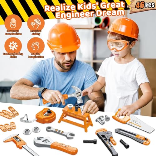 OCHIDO Christmas Birthday Gifts for Boys Ages 3 4 5 6Kids Tool Set with Portable Tool Box Electronic Toy Drill Toddler Tool SetTool Play Toys Construction Tools for Kids - Image 5