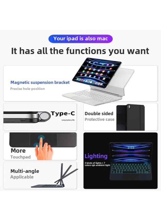 Generic - IPad Dedicated Bluetooth Tablet Wonderful Control Keyboard For Pro11 Suspension Magnetic Suction Integrated Folding Keyboard-Color:Magnetic Levitation Control-sky Blue-Product Type:Ipad Pro 4/5/6 Generation ( 12.9inch ) - Image 1
