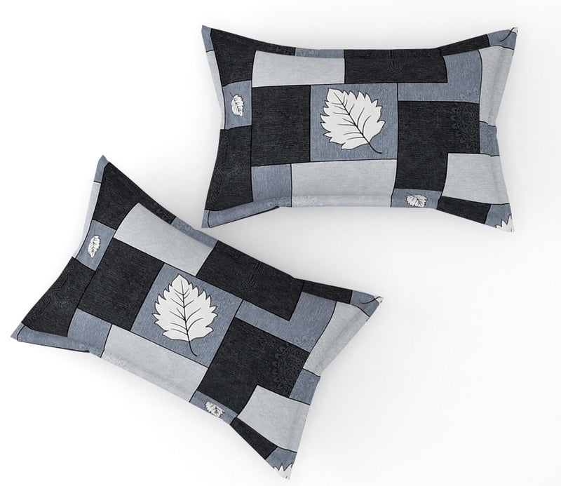 Furnofy Premium Geometric Printed Double Bedsheet Set – Grey & Black (90x100 Inches) with 2 Pillow Covers – Flat - Image 5