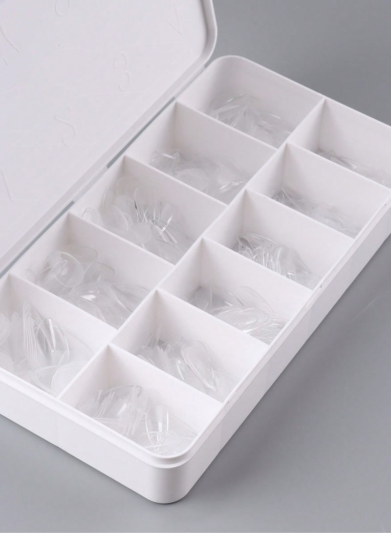 550pcs Short Almond Soft Gel Nail Tips - Semi-Frosted Transparent Press-On Nails for DIY & Salon, Easy to Use with UV Gel, French Design Artificial Nails, 12 Sizes with Storage Box, Nail Extension, Short Almond - Image 3