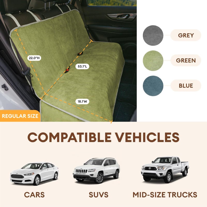 FUNNY FUZZY Dog Car Seat Cover for Back Seat, Waterproof, Scratchproof Car Seat Protector for Dogs Nonslip, Dog Back Seat Covers for Cars, Trucks and SUVs, Back Seat(18.1''W x 53''LÃ—22" H) - Image 2