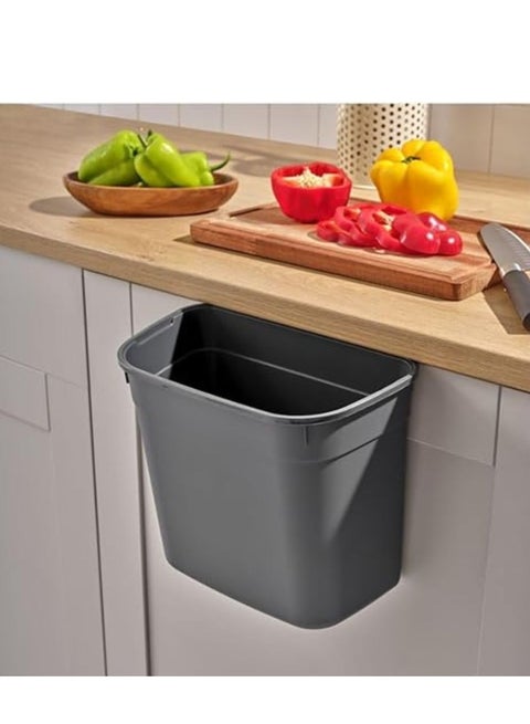 Dunya Plastic Hanging Basket Kitchen Cabinet Door Classification Under Kitchen Sink Trash Bin Organizer -Grey