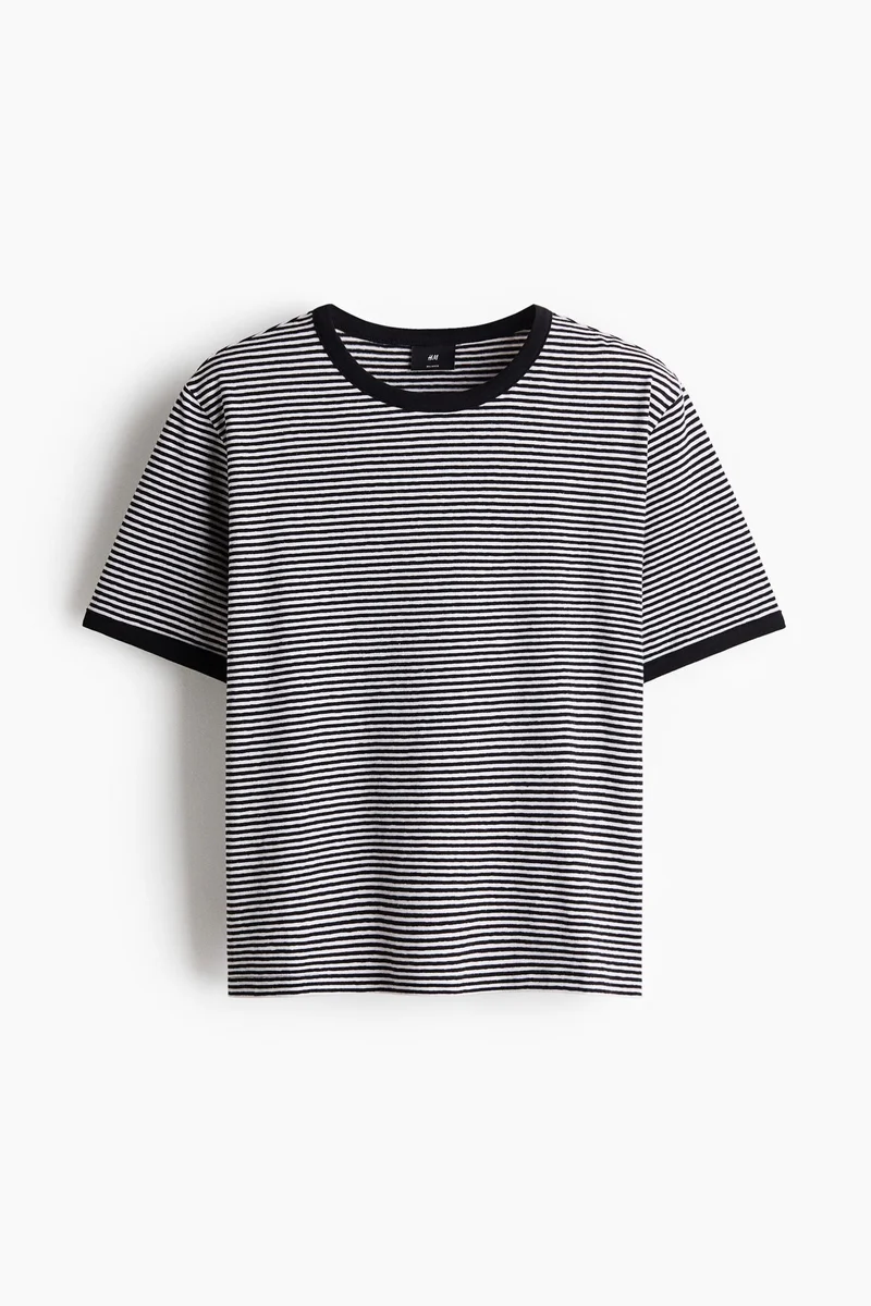 H&M  Relaxed Fit Linen-blend T-shirt for Men | Best Price UAE