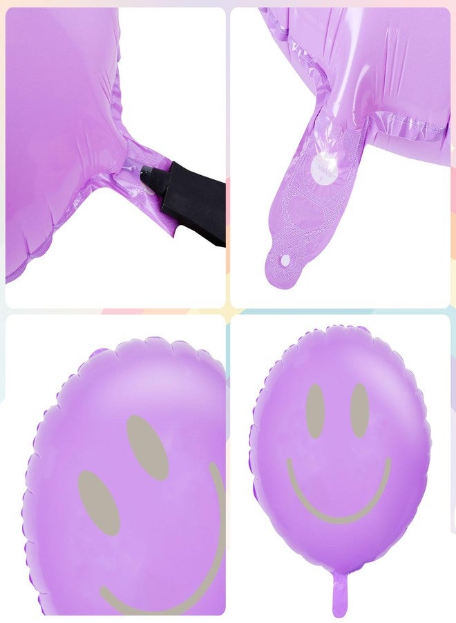 Whaline 20Pcs 16.5inch Happy Smile Balloons Smile Face Foil Balloons Large Macaron Round Birthday Party Foil Balloons for Birthday Party Wedding Baby Shower Decoration Festival Supplies, 4 Colors - Image 3