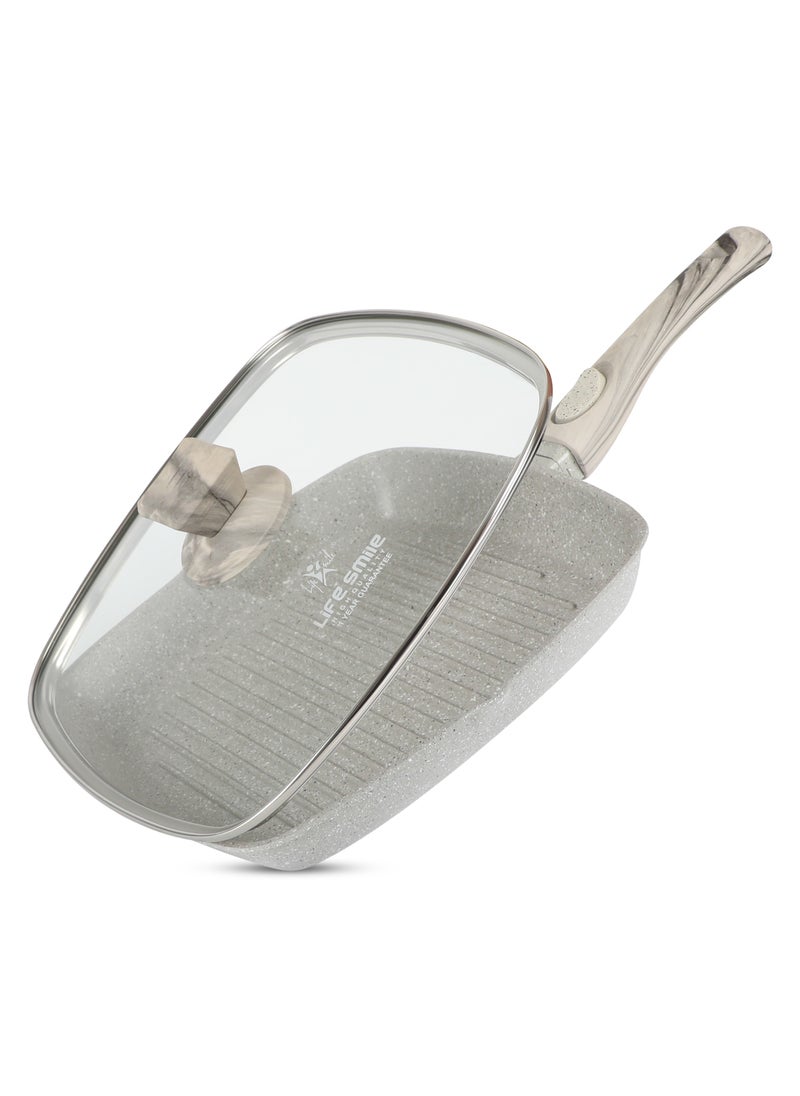 Life Smile Granite Coated Non-Stick Grill Pan with Stay Cool Detachable Handle for Stove Tops, Square Big Grill Skillet Steak Pan for Indoor & Outdoor Gas Grill Camping & BBQ - 100% PFOA & PFAS Free  - Image 1