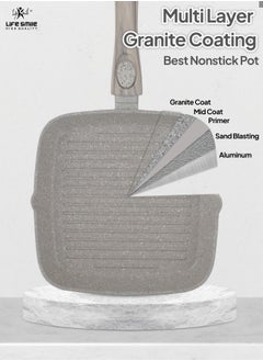 Life Smile Granite Coated Non-Stick Grill Pan with Stay Cool Detachable Handle for Stove Tops, Square Big Grill Skillet Steak Pan for Indoor & Outdoor Gas Grill Camping & BBQ - 100% PFOA & PFAS Free  - Image 4