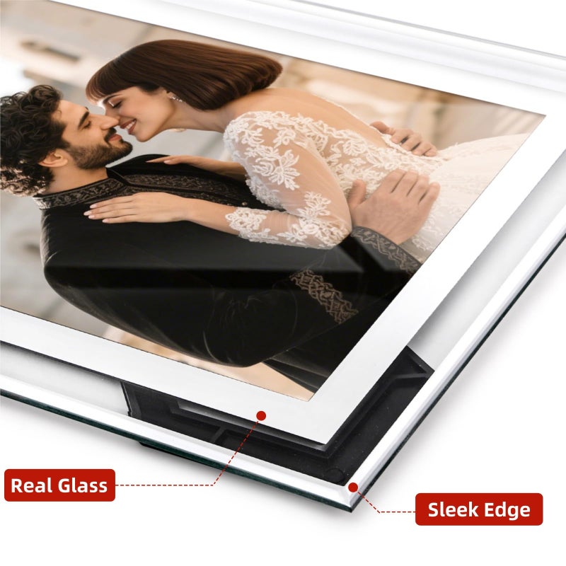 WRINGKIT 10 Pack 5 x 7 Glass Picture Frames, Mirrored Photo Frames Bulk, Silver Tabletop Desk Frame with Thin Border, Display Vertically or Horizontally, Clear Wedding Picture Frame for Gifts, Decor - Image 4