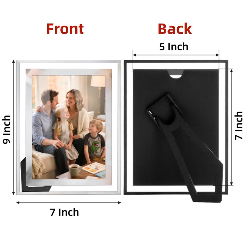 WRINGKIT 10 Pack 5 x 7 Glass Picture Frames, Mirrored Photo Frames Bulk, Silver Tabletop Desk Frame with Thin Border, Display Vertically or Horizontally, Clear Wedding Picture Frame for Gifts, Decor - Image 2