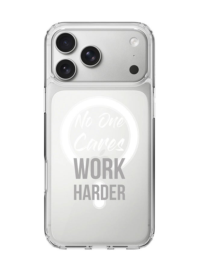 Stylizedd Classic Clear MagSafe Case for iPhone 17 Pro Max , Hybrid Soft Case Flexible Edges Anti Drop TPU PC Gel Thin Transparent Cover [ Designed for iPhone 17 Pro Max ] -  Work Harder