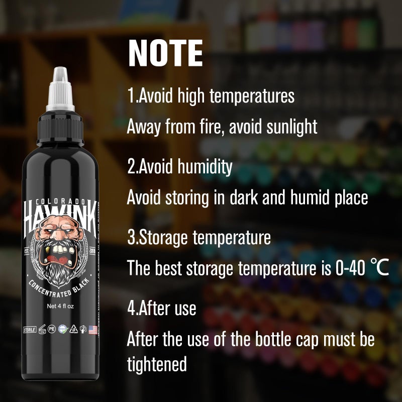 HAWINK Black Tattoo Ink 4oz(120ml) Friendly Pigment Tattoo Supplies Concentrated Black TI203-120-002 - Image 4