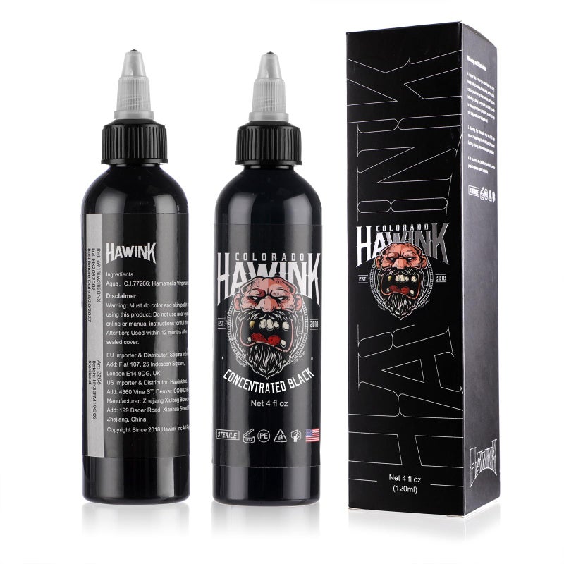 HAWINK Black Tattoo Ink 4oz(120ml) Friendly Pigment Tattoo Supplies Concentrated Black TI203-120-002 - Image 2