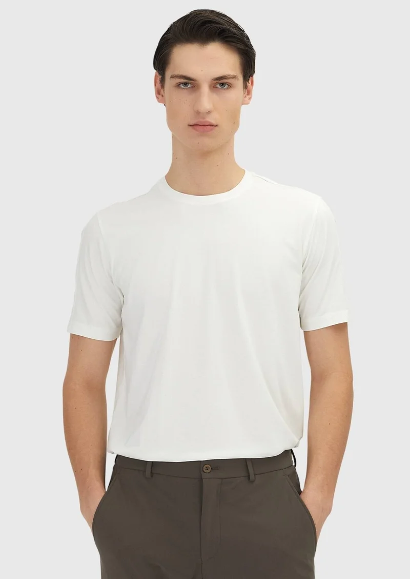 RAMSEY Ecru Plain T-Shirt