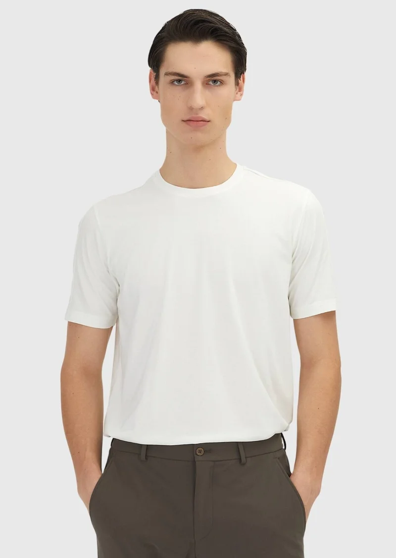 RAMSEY Ecru Plain T-Shirt