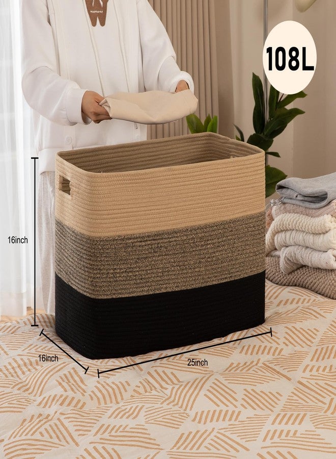OIAHOMY Basket, XXXL Rectangular Cotton, Woven Storage for Living Room, Toy Basket with Handle, Gradient Grey-25”x16”x16” - Image 2