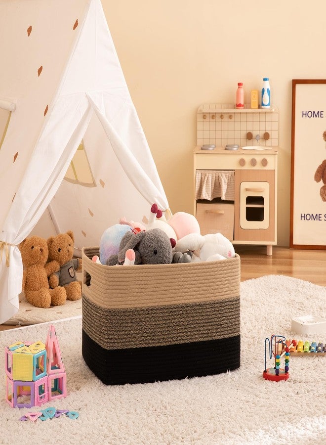 OIAHOMY Basket, XXXL Rectangular Cotton, Woven Storage for Living Room, Toy Basket with Handle, Gradient Grey-25”x16”x16” - Image 5