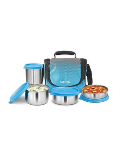 Milton Tasty 3 Stainless Steel Combo Lunch Box With Tumbler Cyan  - Image 1
