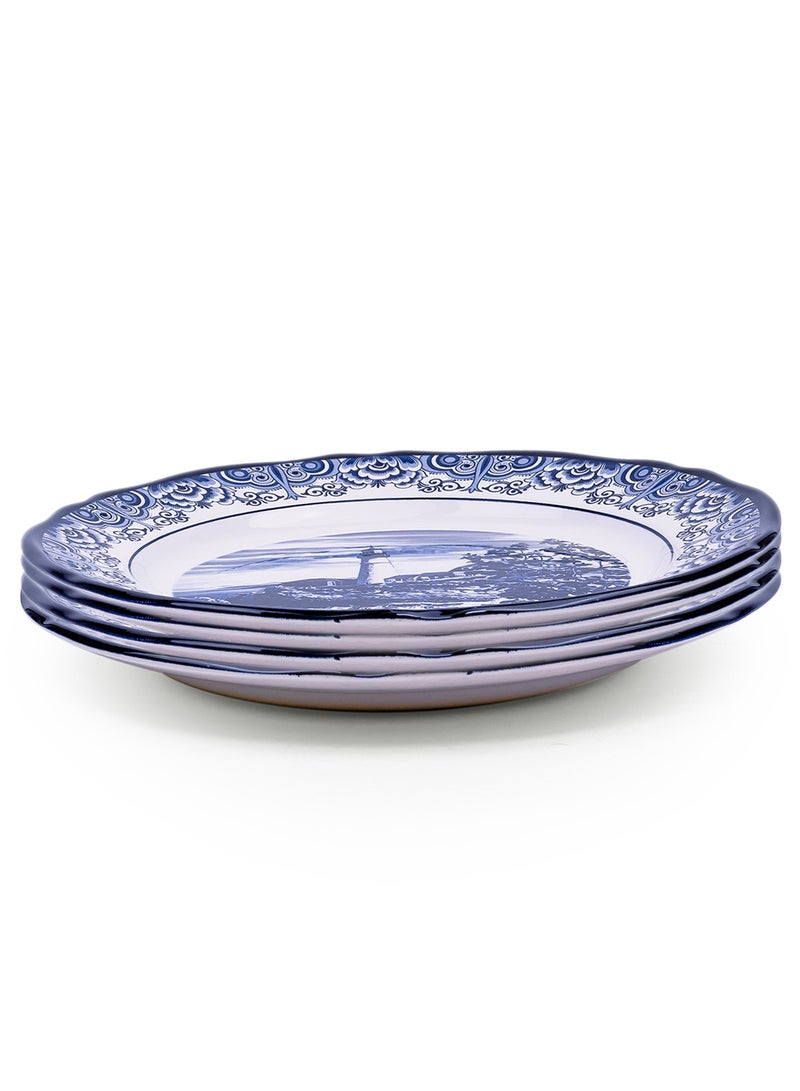 Claytan Lighthouse Blue 12-Inch Ceramic Chop Plate (Set of 4) - Image 1