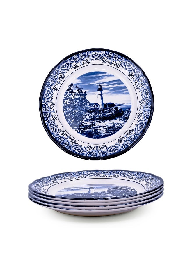 Claytan Lighthouse Blue 12-Inch Ceramic Chop Plate (Set of 4) - Image 2