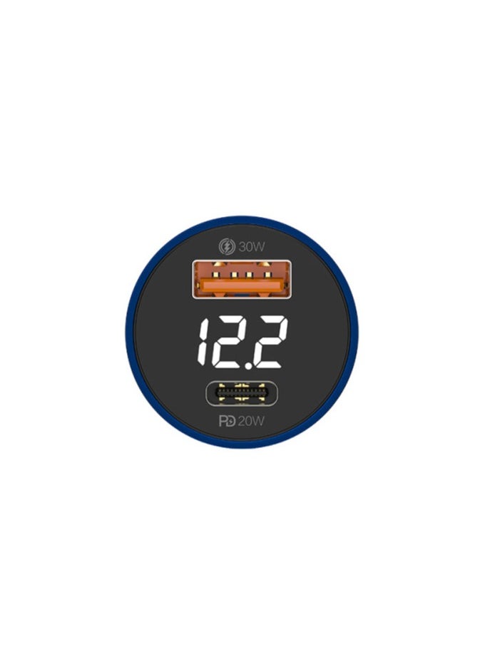 Recci - RECCI RCC-N20 50W PD3.0+QC3.0 TRANSPARENT CAR CHARGER WITH DIGITAL DISPLAY - BLUE - Image 1