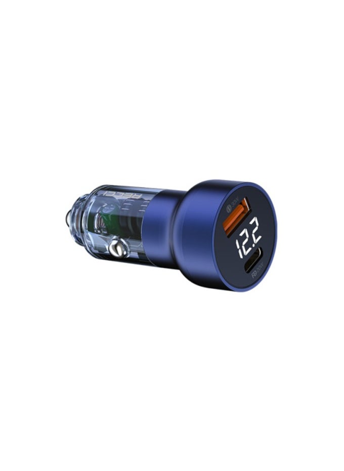 Recci - RECCI RCC-N20 50W PD3.0+QC3.0 TRANSPARENT CAR CHARGER WITH DIGITAL DISPLAY - BLUE - Image 1