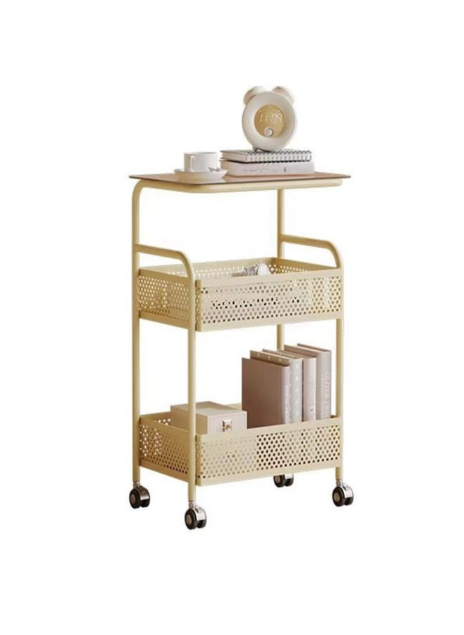 ATM 3-Tier Rolling Storage Cart with Shelves and Glass Top - 64x42x28 cm  - Image 1