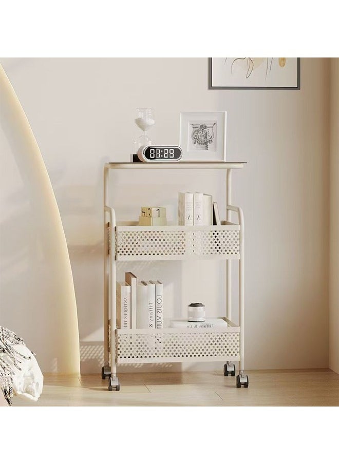 ATM 3-Tier Rolling Storage Cart with Shelves and Glass Top - 64x42x28 cm  - Image 3