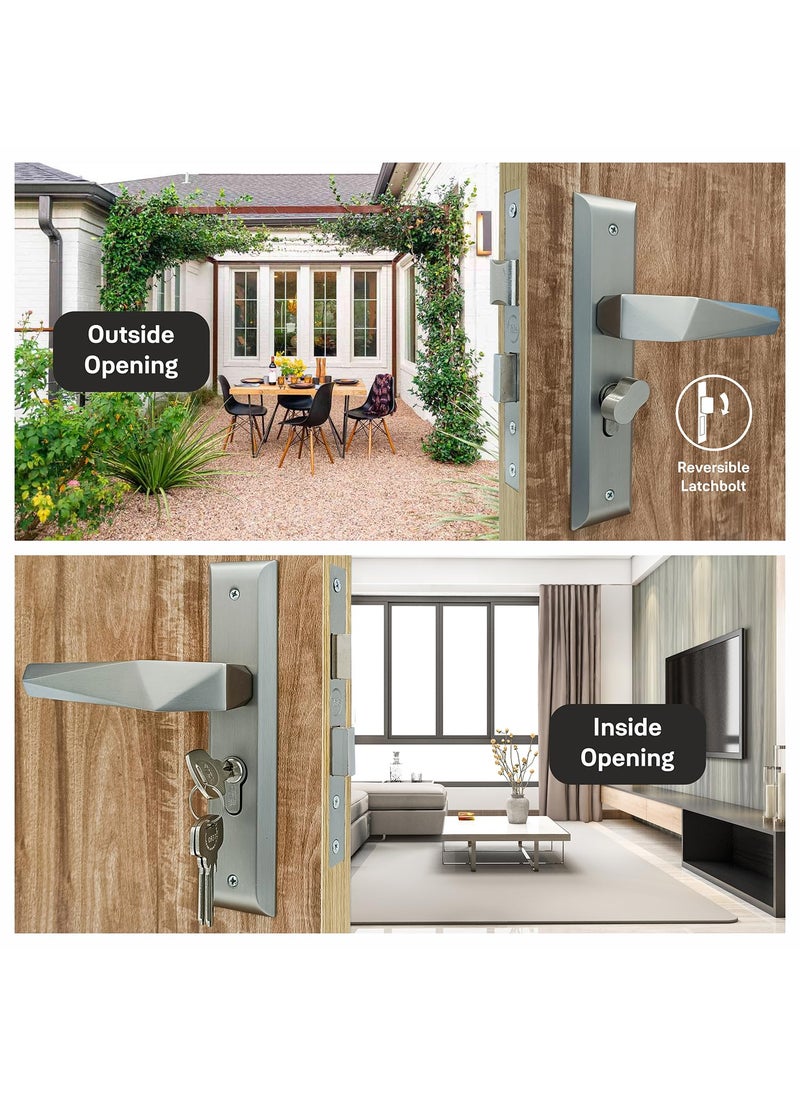 Yale Yale Mortise Door Lock Handle Set Premium Door Locks for Main Door with 3 Keys Door Handle Lock for BedroomHomeOfficeHotel Suitable for Left Right Handed Doors SM0102 Satin Steel  - Image 5