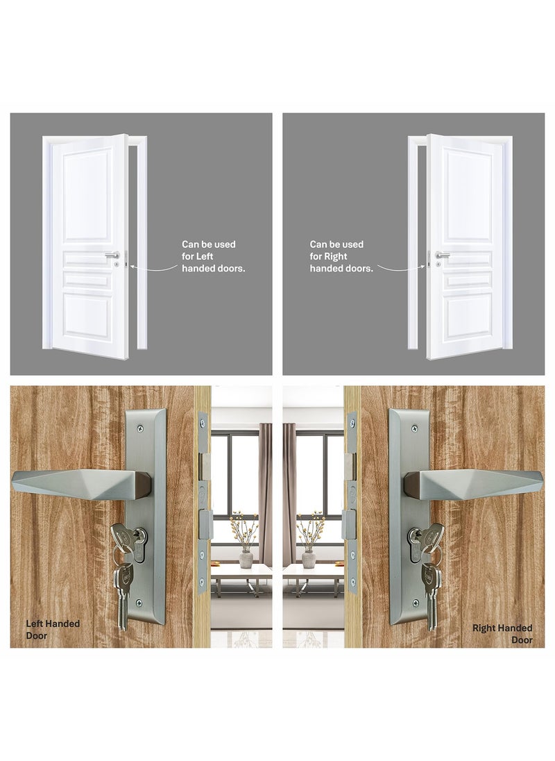 Yale Yale Mortise Door Lock Handle Set Premium Door Locks for Main Door with 3 Keys Door Handle Lock for BedroomHomeOfficeHotel Suitable for Left Right Handed Doors SM0102 Satin Steel  - Image 4