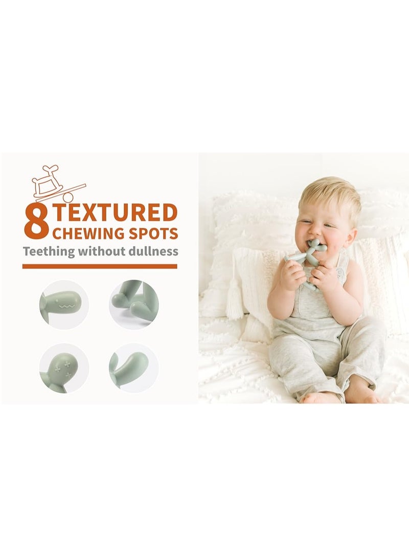 Mini Treasures BPA Free Teething Toy for Baby 0-6, 12, 18 Months Infant, Jellydog Never Drop Food Grade Silicone Rocking Teether, Prevent Choking & Odorless, Less Dust and Hair Adhesion, Baby Gift - Pink - Image 3