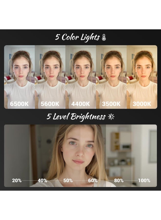 LBMT Magnetic Selfie Light Compatible for iPhone & Android, Folding 5 Led Modes with Mirror,and Rechargeable Portable Fill Light Phone for Zoom Makeup, Photography Recording Video Conference.(White) - Image 4