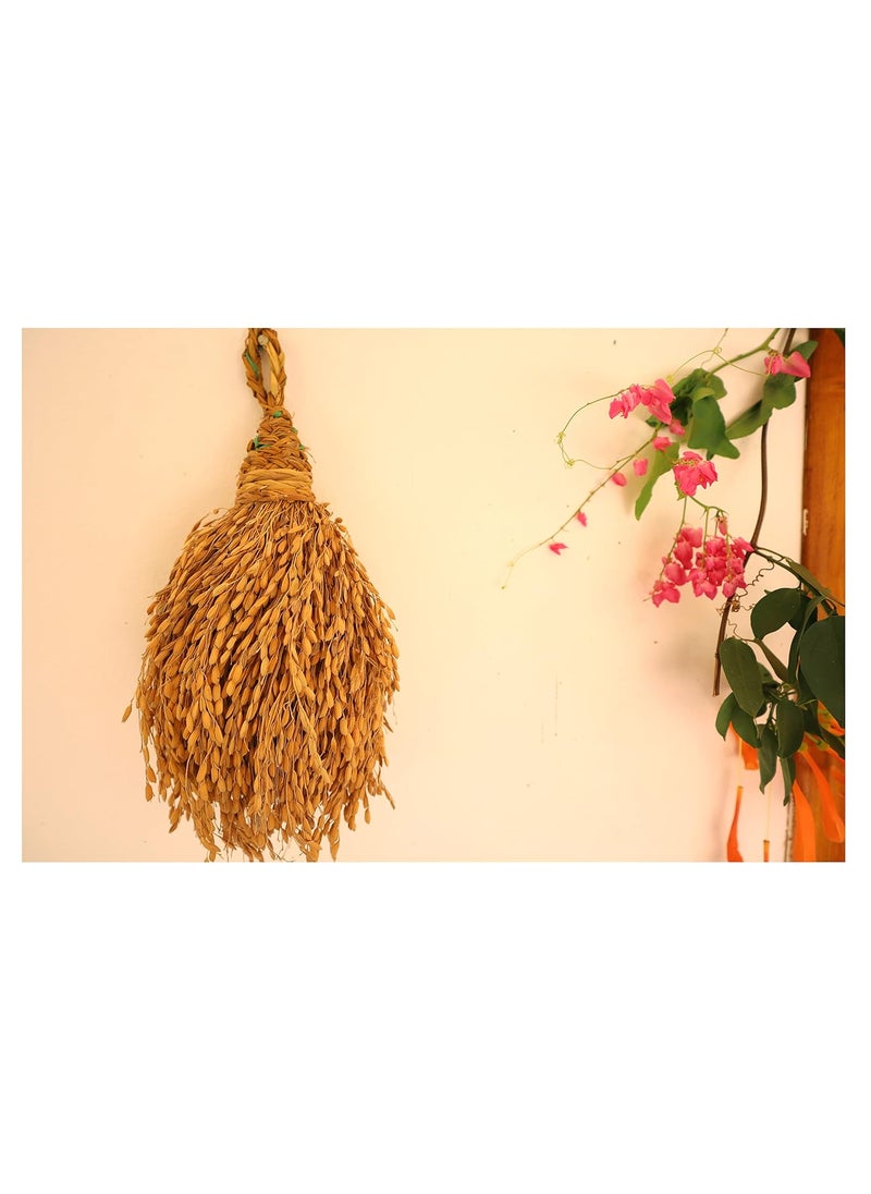 USIRA - Natural Paddy Bunch250 Gram Gucha Hanging with Natural Paddy GrainsDecorative Hanging for Home and Pooja Room Decoration - Image 1
