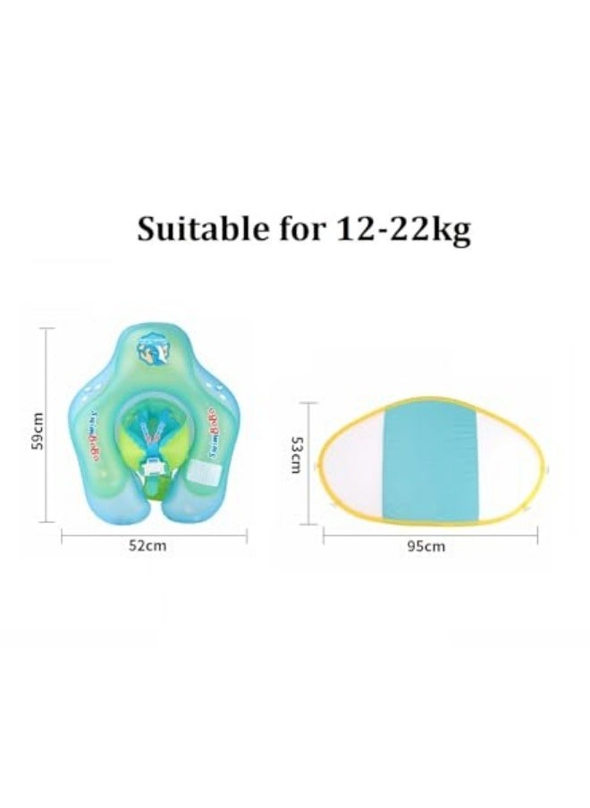 Baby Pool Float with Canopy Baby Swim Float Inflatable Swimming Ring with Adjustable Sun Protection Canopy Toddler Floaties with Seat and Handle Water Toys