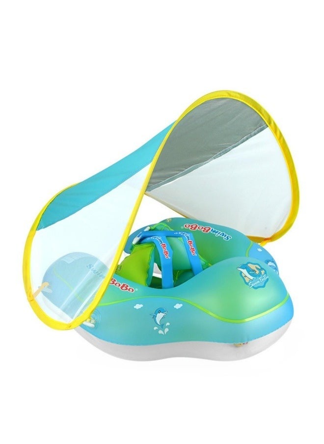 Baby Pool Float with Canopy Baby Swim Float Inflatable Swimming Ring with Adjustable Sun Protection Canopy Toddler Floaties with Seat and Handle Water Toys