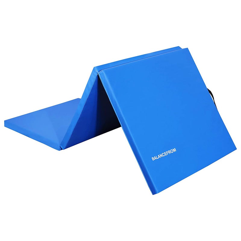 BalanceFrom Folding Gymnastics Mat Home Gym Floor Tumbling Equipment Blue