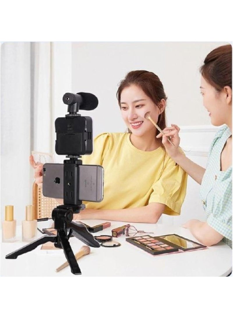 Mobile Phone Tripod Stand with Ring Light, Microphone, and Clip – For Video Recording, Live Streaming, and Video Calls - Image 4