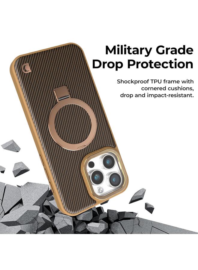 اس-توب جراب هاتف iPhone 16 مصنوع من ألياف الكربون مع حامل MagSafe - Image 4