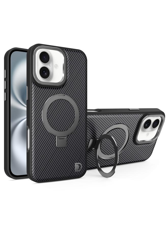 اس-توب جراب هاتف iPhone 16 مصنوع من ألياف الكربون مع حامل MagSafe - Image 1