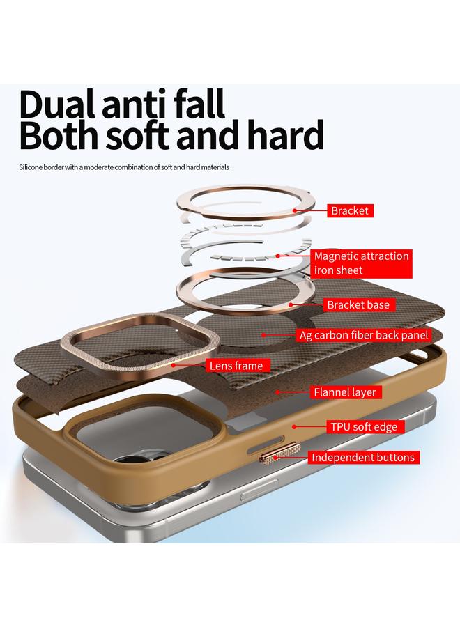 اس-توب جراب هاتف iPhone 16 مصنوع من ألياف الكربون مع حامل MagSafe - Image 5