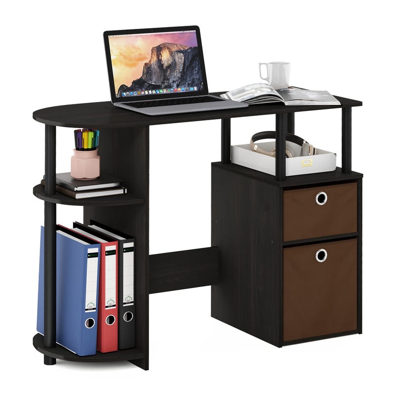 FURINNO Jaya Computer Study Desk with Bin Brown