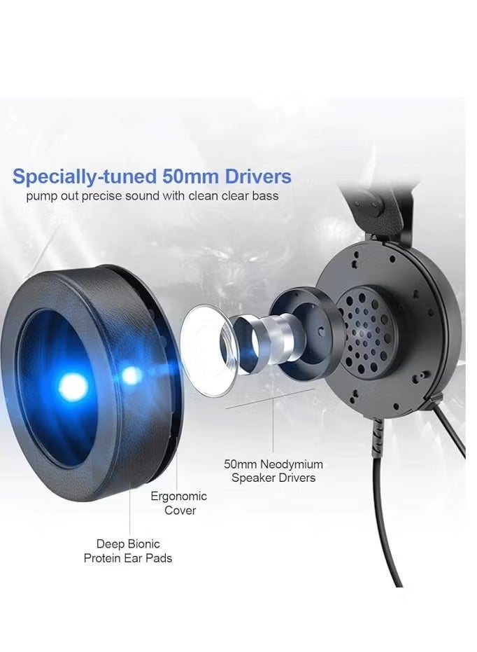 الوآب سماعة ألعاب ALWUP - ميكروفون متعدد الاتجاهات مضاد للضوضاء - لأجهزة إكس بوكس ​​وبلاي ستيشن 4 و5، ونينتندو سويتش، وأجهزة الكمبيوتر المحمولة، بصوت محيطي ستيريو، ووسادات أذن عميقة - A9 - Image 2