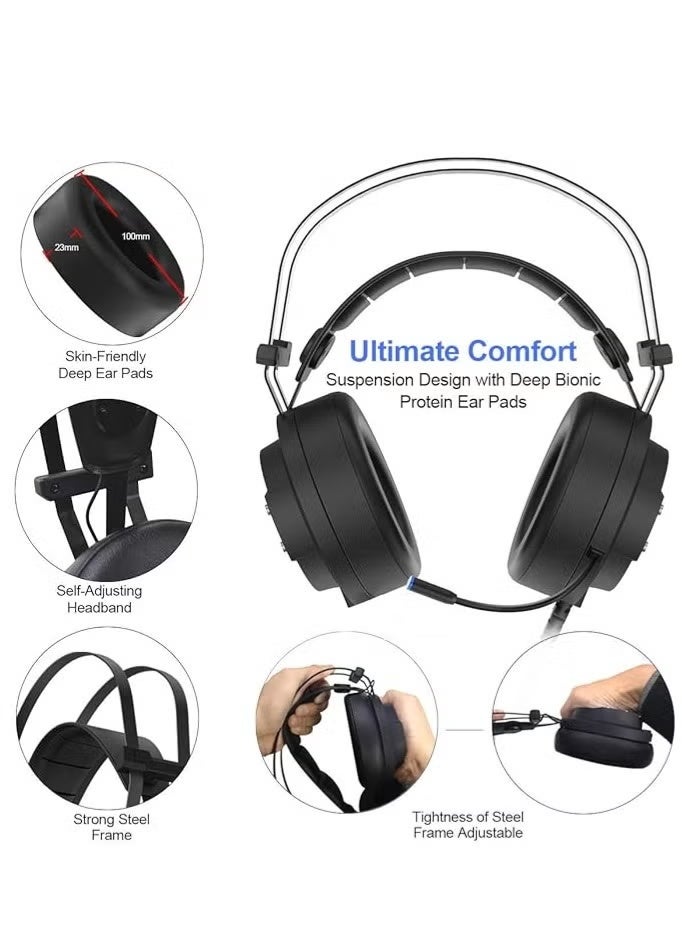 الوآب سماعة ألعاب ALWUP - ميكروفون متعدد الاتجاهات مضاد للضوضاء - لأجهزة إكس بوكس ​​وبلاي ستيشن 4 و5، ونينتندو سويتش، وأجهزة الكمبيوتر المحمولة، بصوت محيطي ستيريو، ووسادات أذن عميقة - A9 - Image 3