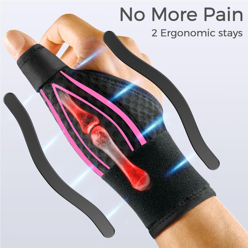 FREETOO Stable Thumb Brace Right Hand Left Hand for Arthritis Pain and Support, Thumb Splint for Trigger Thumb, Wrist Brace with Thumb Support for Tendonitis, De Quervains Tenosynovitis,Pink Right M - Image 2