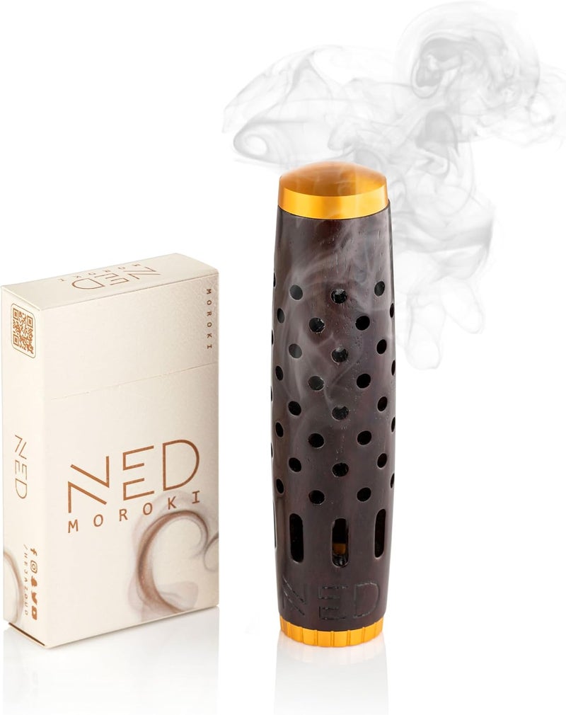 Ned بكت العود المروكي مع مبخرة الفلوت – أعواد بخور مروكي إندونيسي طبيعي فاخر – 25 عودًا طويل الاحتراق | أكثر من 45 دقيقة - Image 1