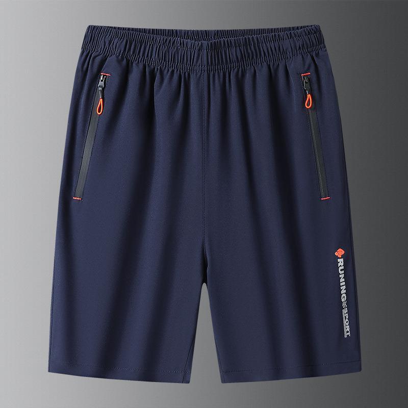 Mens Large Size Shorts Casual Summer Ice Silk Sports Daily Versatile Thin Breathable Quick-Drying Five-Point Solid Color Shorts K55 blue - Image 1