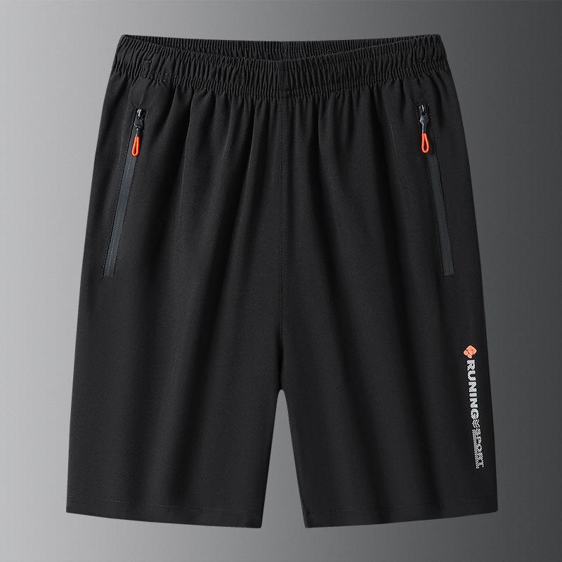 Mens Large Size Shorts Casual Summer Ice Silk Sports Daily Versatile Thin Breathable Quick-Drying Five-Point Solid Color Shorts K55 blue - Image 2