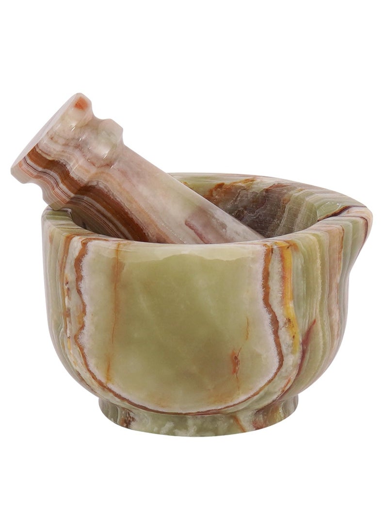 RADICALn Marble Mortar and Pestle Set 2'' Inches Green Handmade Pill Crusher Marble Bowl - Herb Grinder Mortar, Marble Spice Grinder Manual, Pestle and Mortar Bowl, Garlic Crusher Bowl Set  - Image 1