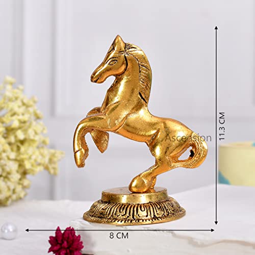 ascension Jumping Horse Animal Statue Idol & Figurine for Home Metal Showpiece for Home Office Living Room Vastu Wealth Income Decorative & Gifts Items (Golden) - Image 4