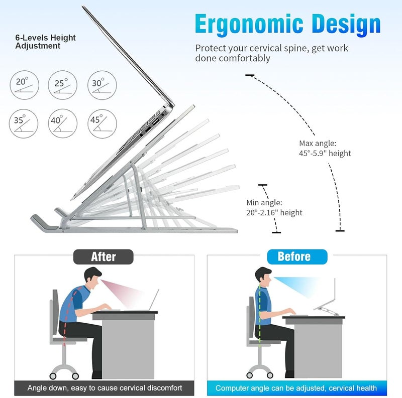 Adjustable Laptop Stand - Foldable Portable Riser for MacBook, Dell, HP, and More - Image 3