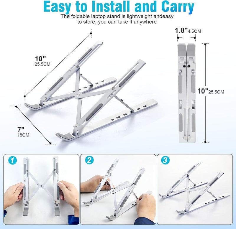 Adjustable Laptop Stand - Foldable Portable Riser for MacBook, Dell, HP, and More - Image 4